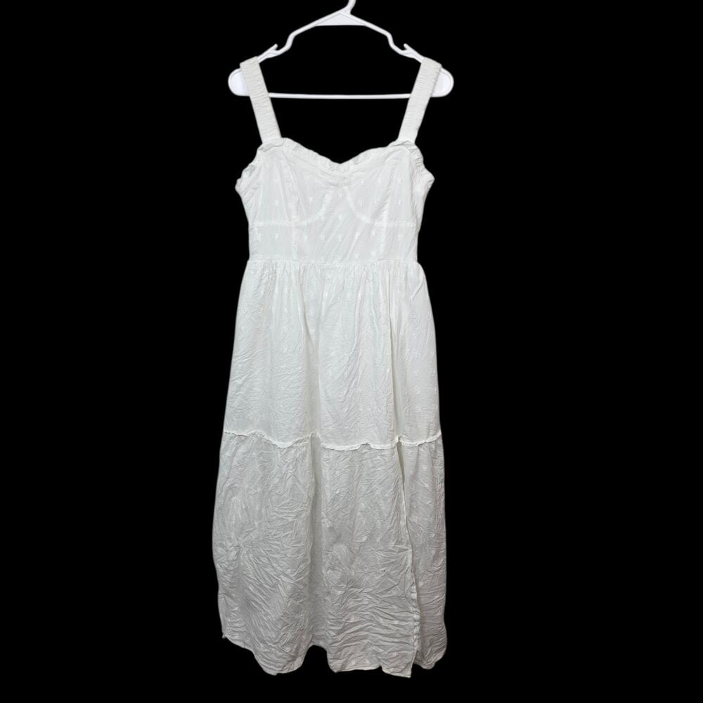 American Eagle White Tiered Feminine Cottagecore Sleeveless Midi‎ Dress Size M